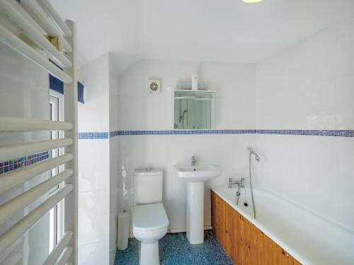 a bathroom with a toilet and a sink at Brynawel in Bryncroes