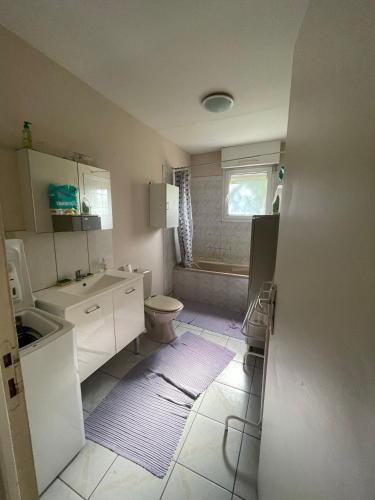 a small bathroom with a sink and a toilet at Chambre colocation Lit mezzanine in Nantes