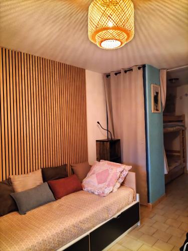 Studio cabine climatisé rez de jardin plage 150m Boucanet