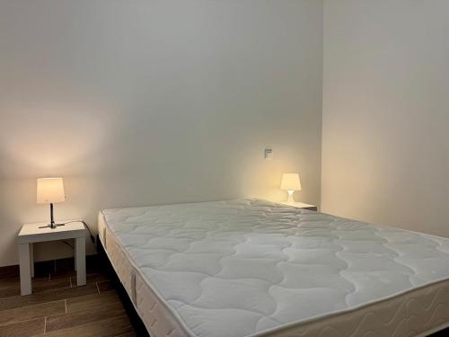 a large bed in a room with two lamps at Maison de Campagne de Charme à Bellevigny in Saligny