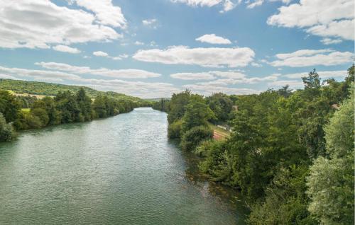 a view of a river with trees on both sides at Jolie Maison Proche Rivière in Jaulgonne