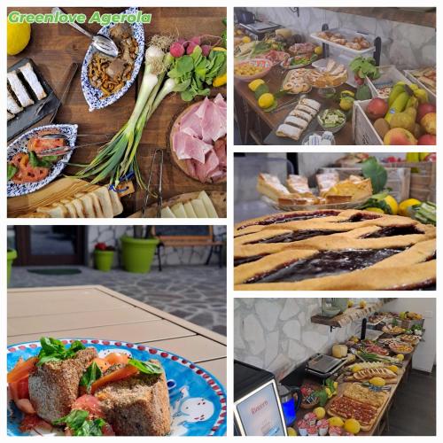 a collage of pictures of different types of food at Greenlove in Agerola