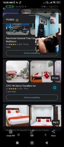a page of a hotel website with a bed and a room at Pink paradise in Dasmariñas
