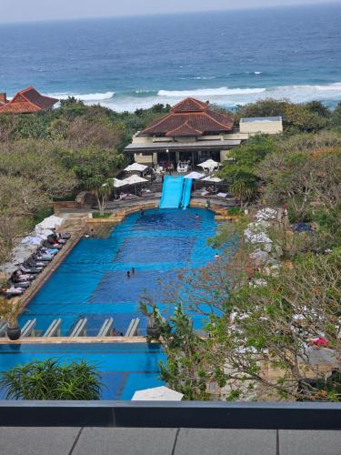 an aerial view of a resort with blue water at Zimbali Suites 108 in Ballito