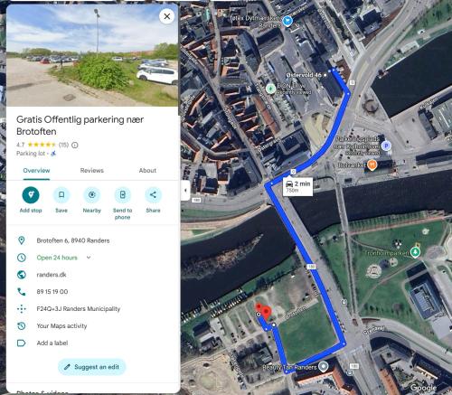 a screenshot of a map and a screenshot of a street at 2 Room Apartment in Randers C in Randers