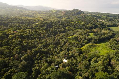 an aerial view of a lush green forest at Sinfonía Tropical, ocean view, 5 minutes driving to Playa Linda, 15 to Dominical, wifi Starlink in Savegre
