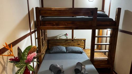 a bedroom with two bunk beds in a room at Jungle Bluff Beach Paradise - Jungle House in Bocas del Toro