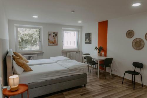 Ένα ή περισσότερα κρεβάτια σε δωμάτιο στο Stilvoll in Frankfurt Höchst - Feeling at home
