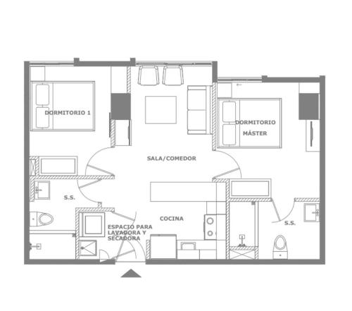 Κάτοψη του Apartamento céntrico y excepcional con 2 habitaciones, 2 baños en zona central de la ciudad