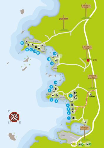 a detailed map of the island with roads and attractions at Pyhtään Vuokramökit in Tuuski