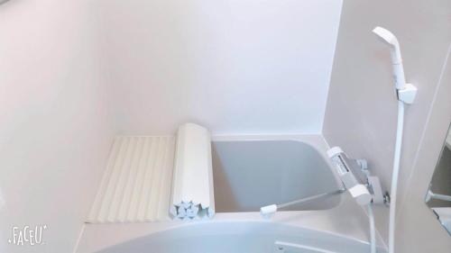 a bathroom with a bath tub with a roll of toilet paper at Sweet House東池袋 in Tokyo