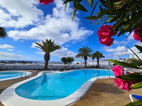 Atalaya Complex central Puerto del Carmen, large open terrace with loungers