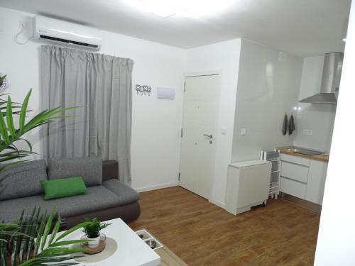 a living room with a couch and a table at Casas jerezanas Loft Olivier in Jerez de la Frontera