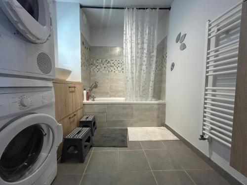 un bagno con wc e vasca da bagno di Garden space - T4 - Airport - Garden - Tram a Blagnac