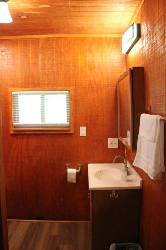 a small bathroom with a sink and a window at Countryside Bliss - Entire Home on 2 Acres in Rosharon