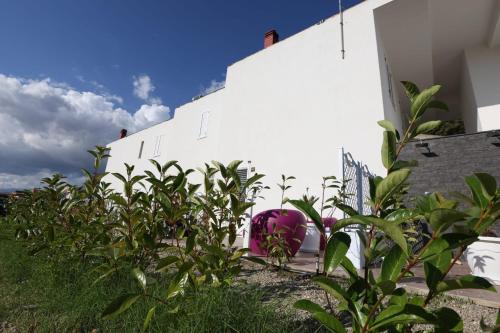 a white building with plants in front of it at Residence Costa dei gigli 2 in Simeri Mare