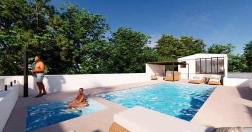 Der Swimmingpool an oder in der Nähe von Relaxdiversión en Villa Piscina bbq y cocina ext