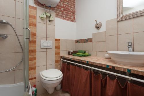 a bathroom with a toilet and a sink at Studio with garden in Rovinj in Rovinj