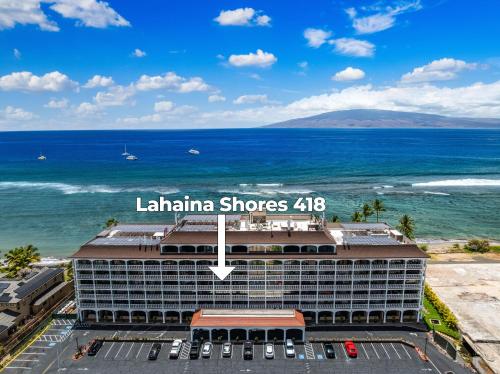 an aerial view of the lahaina shores hotel at Lahaina Shores 418 · LS 418 Studio Near Beach, Pool & Relaxing H in Lahaina