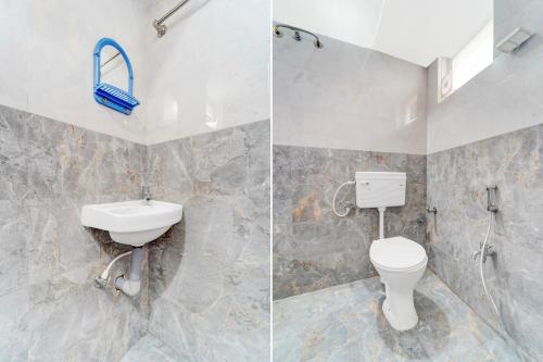 two pictures of a bathroom with a toilet and a sink at Super Hotel O Avinashi Road Coimbatore in Coimbatore