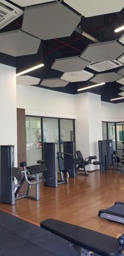 an empty gym with chairs and a wooden floor at Calm Lux 3 BR 2 Baths next to AEON Mall in Cilandak