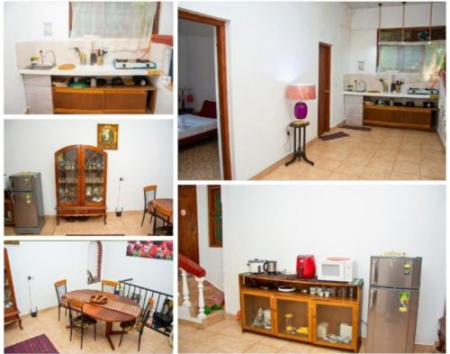 a series of four pictures of a kitchen and a room at The Kingston Court in Kandy