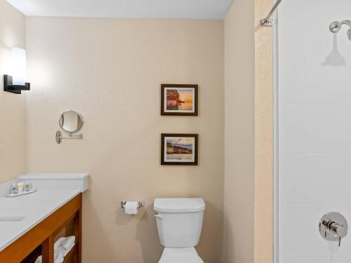 a bathroom with a toilet and a sink at Comfort Inn & Suites Munising-Lakefront in Munising