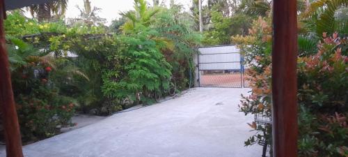 a driveway with a gate in a garden at Batti Relax Point in Batticaloa