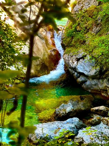 a stream of water flowing through a rocky canyon at Incantevole casa sul fiume, Relax e Natura ai piedi della Alpi Apuane in Massa