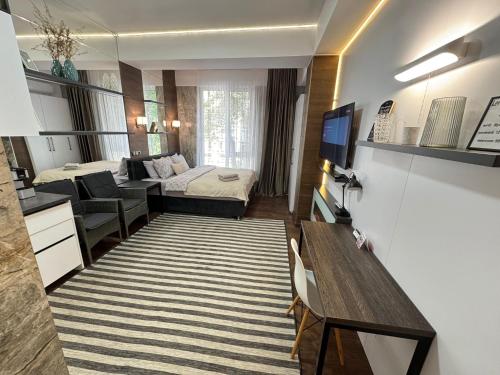 Телевизор и/или развлекательный центр в RentNow Modern Business Apartment with 3 Bedrooms in Centre Chișinău