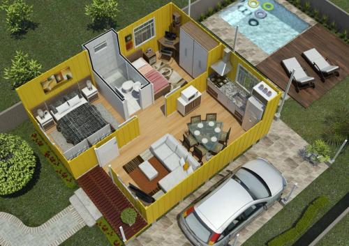 a rendering of a small house with a car at Casa 72 m2 Litoral perto praias in Guaratuba