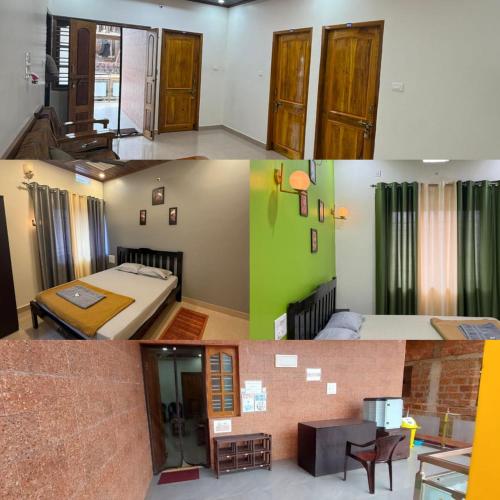 a collage of four pictures of a room at Vista Valley Home stay-Gokarna in Kumta