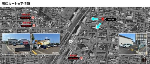 a screenshot of a map of a city with buildings at HOTEL Sauna&Living in Iwanuma