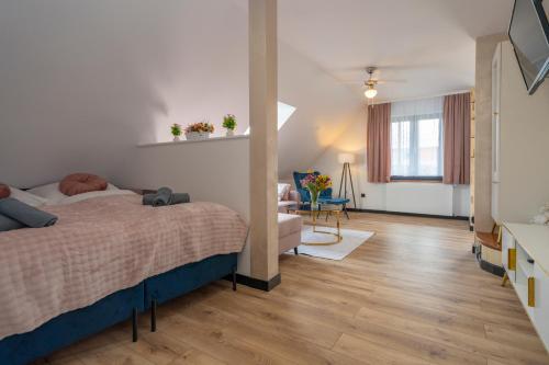 Postel nebo postele na pokoji v ubytování Karkonosky Apartamenty - Lot Szybowcem
