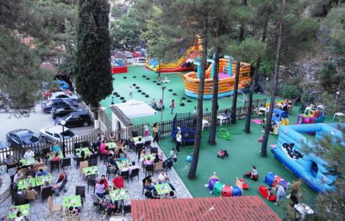 an amusement park with a water park with a roller coaster at Frontzu Politia in Ioannina
