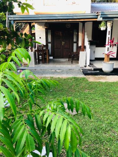 a front porch of a house with green plants at Coco Breeze Villa in Talpe
