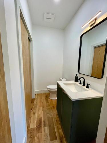 a bathroom with a sink and a toilet at The Briar House in McArthur