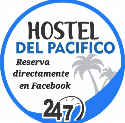 a sign for the hostel negocio with a palm tree at Hostel del Pacífico Habitación con baño privado y aire acondicionado in Puntarenas
