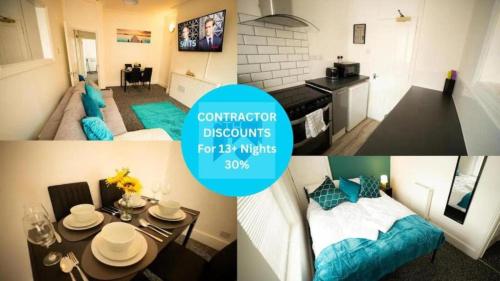 a collage of three pictures of a small apartment at 1 BDR Apartment By Eason Stays Short Lets & Serviced Accommodation Lowestoft With Free parking in Lowestoft