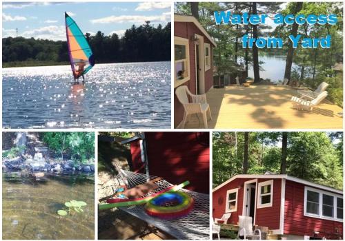 a collage of pictures of water access from yard at CanaanLand in Littleton