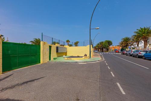 a street light on the side of a road at Blue Río Playa, Casa & Studio in Costa Calma