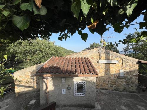 a small stone house with a tile roof at A casa di Giovanni apartment in Albano di Lucania