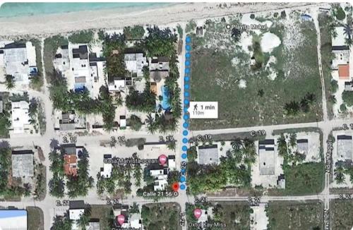 an overhead view of a map of a beach at 1 Minute Walk to the Beach! in Telchac Puerto