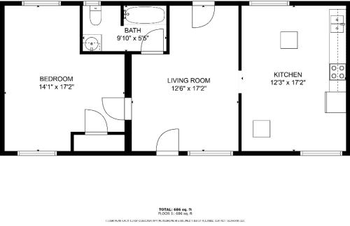 a floor plan of a house at WP2 Pet Friendly Keweenaw Apt w EV Charger Onsite in Calumet