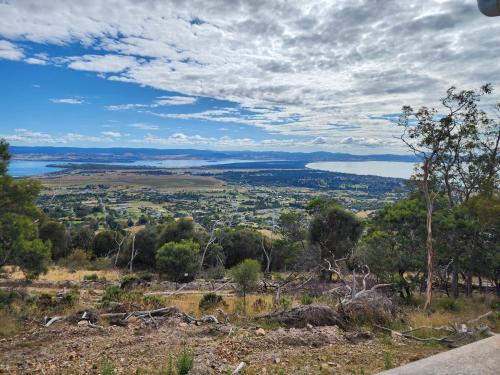 a view from the top of a hill at Mount Rumney Escapes - 3 Seaview Wombat House in Mount Rumney