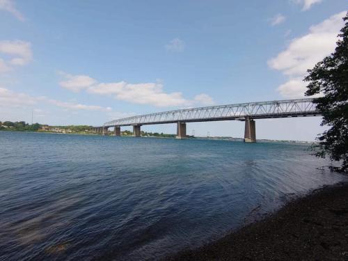 a bridge over a large body of water at Middelfart Holiday Center in Middelfart