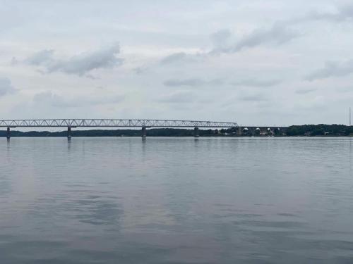 a bridge over a large body of water at Middelfart Holiday Center in Middelfart