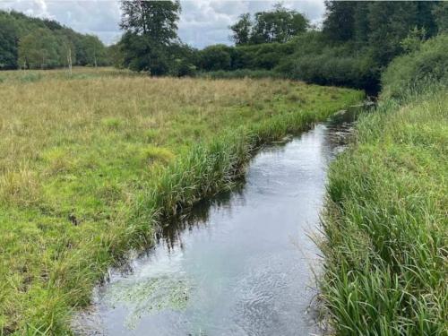 a stream in the middle of a field at 4 person holiday home in Hovborg-By Traum in Hovborg