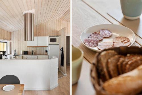 two pictures of a kitchen with pancakes and a plate of bread at 2726-Nexo-Fjaelstaunijn-14 in Vester Sømarken