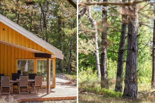 two pictures of a house with a table and chairs at 2726-Nexo-Fjaelstaunijn-14 in Vester Sømarken
